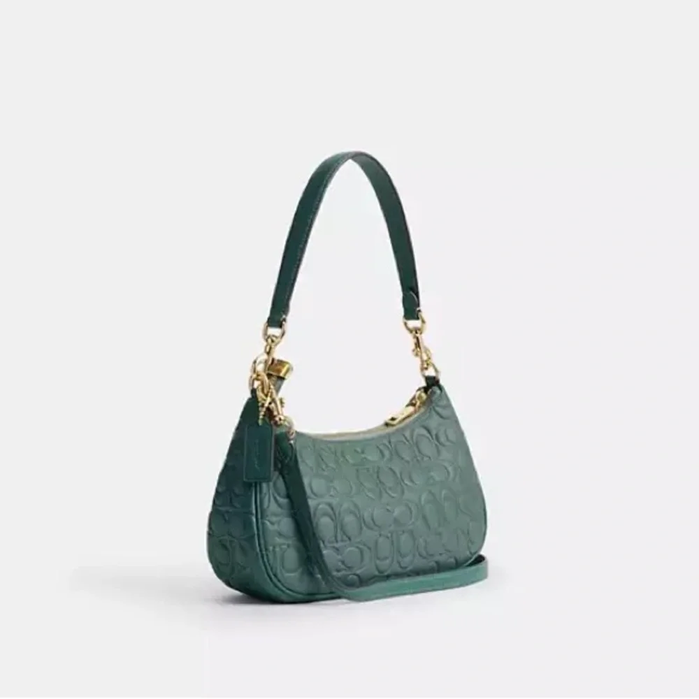 Coach NWT Teri Shoulder Bag - factory packaged Sage Turquoise Signature Leather - Picture 2 of 6